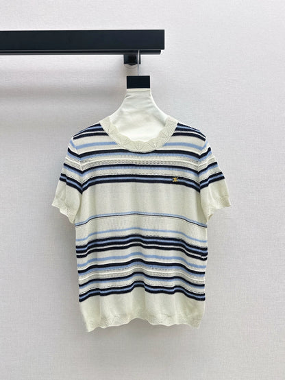 CE 25 Spring/Summer New Ice Silk Striped Knit Sweater