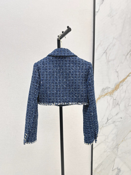 C 25 Model's Sapphire Blue Tweed Short Jacket