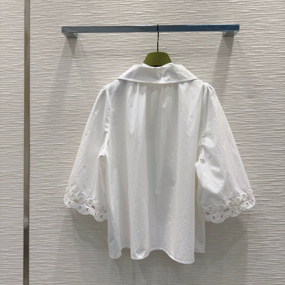 G 25 New Hollowed Out Paneled Shirt Set
