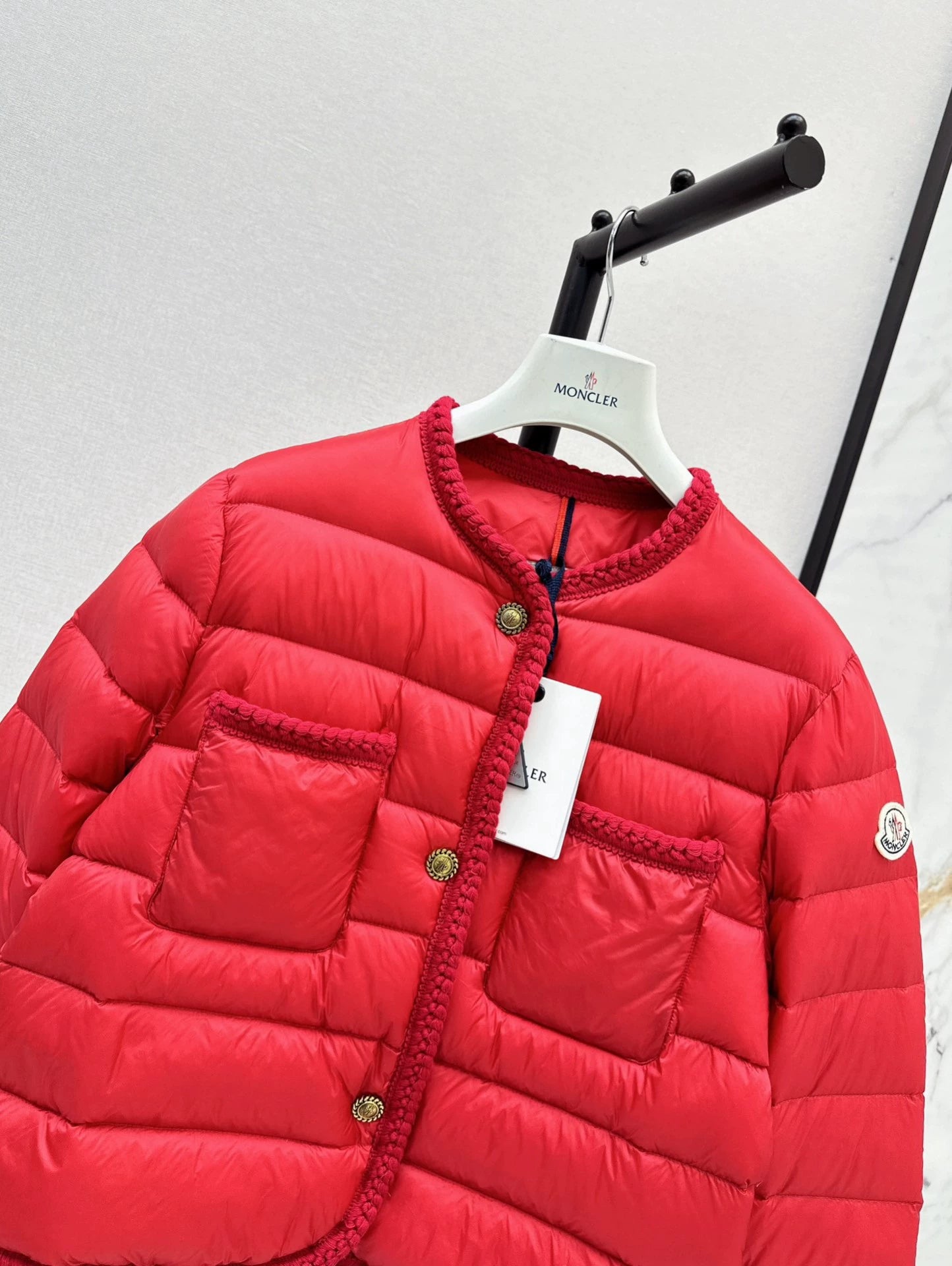MON 25 Woven patchwork down jacket(BLAKC,NAVY,RED,BEIGI)