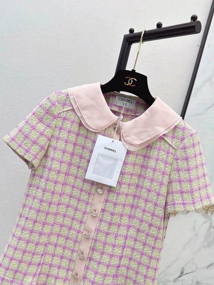 C 25 Pink short sleeves with doll collar
