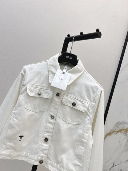 D 25Ss Early Fall New Back Print Denim Jacket（white green pink）