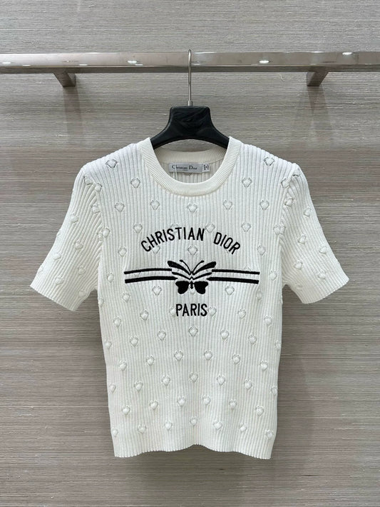 D 25 Early Spring Resort New Embroidered Knit Short Sleeve
