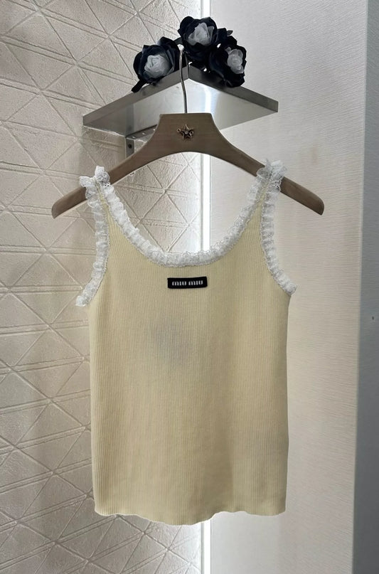 M 25 Summer New Lace Trim Knitted Vest