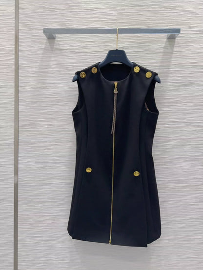 L 25 New Button Zipper Sleeveless Dresses
