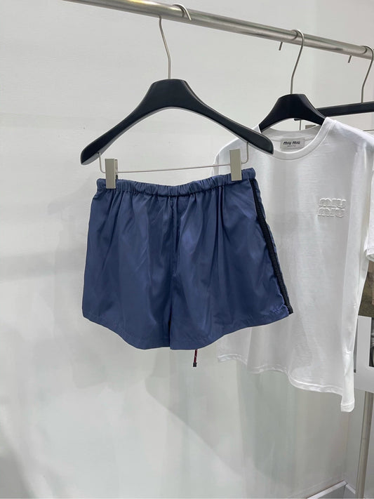 M 25 Navy blue red string sun protection casual shorts