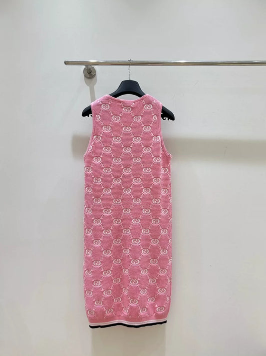 G 25 New Monogrammed Jacquard Knit Vest Dresses