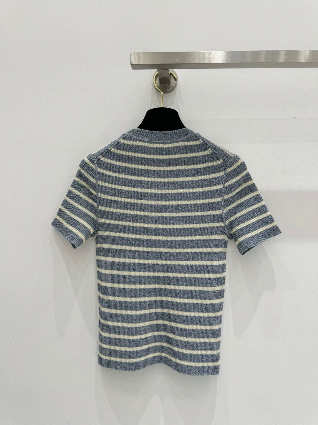 D 25 New Navy Style Crew Neck Stretch Knit