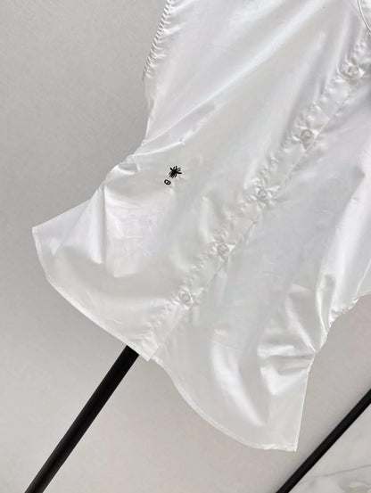 D 25 Spring/Summer New Minimalist Waisted Standing Collar Shirt