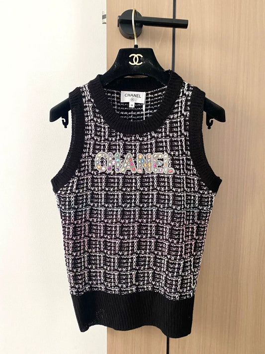 C 25 new style nail diamond round neck sleeveless knitted vest