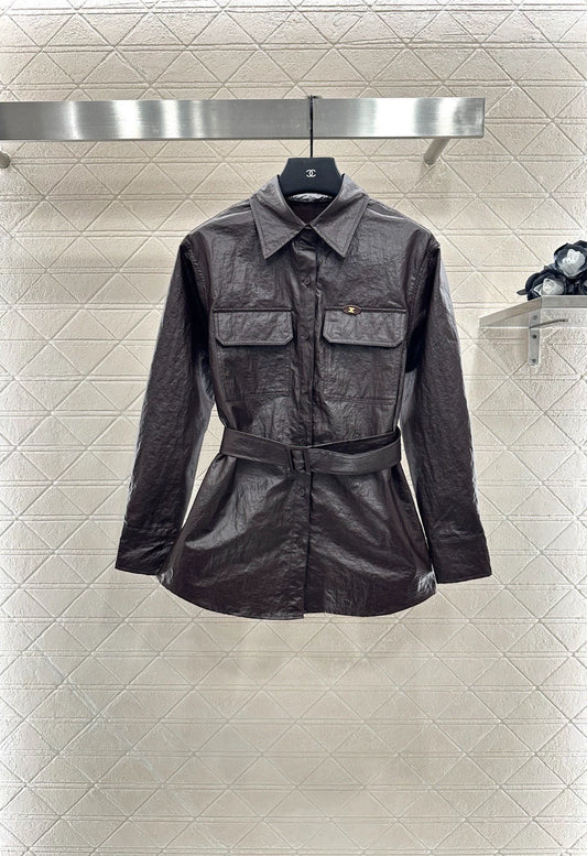 Ce 25 Waterproof leather trench coat