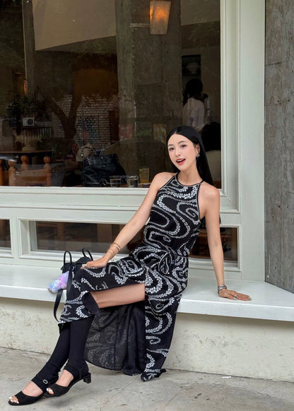 C 25Ss new style flower print sleeveless dress