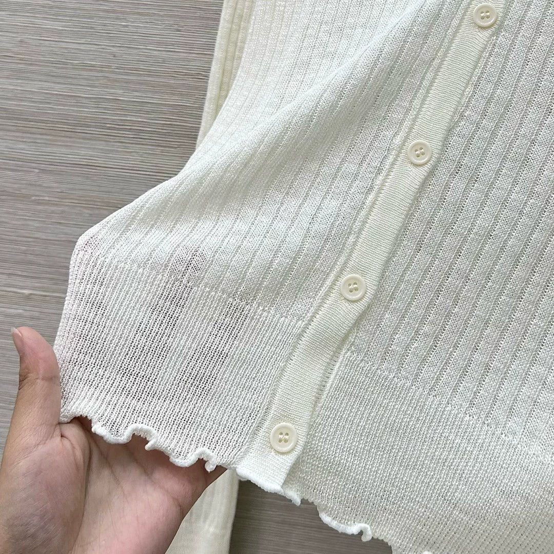 M 25 Lace trim Cardigan(white black pink)