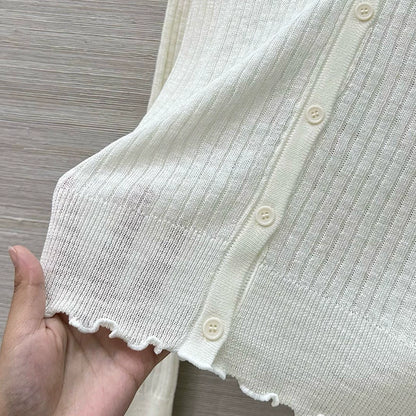 M 25 Lace trim Cardigan(white black pink)