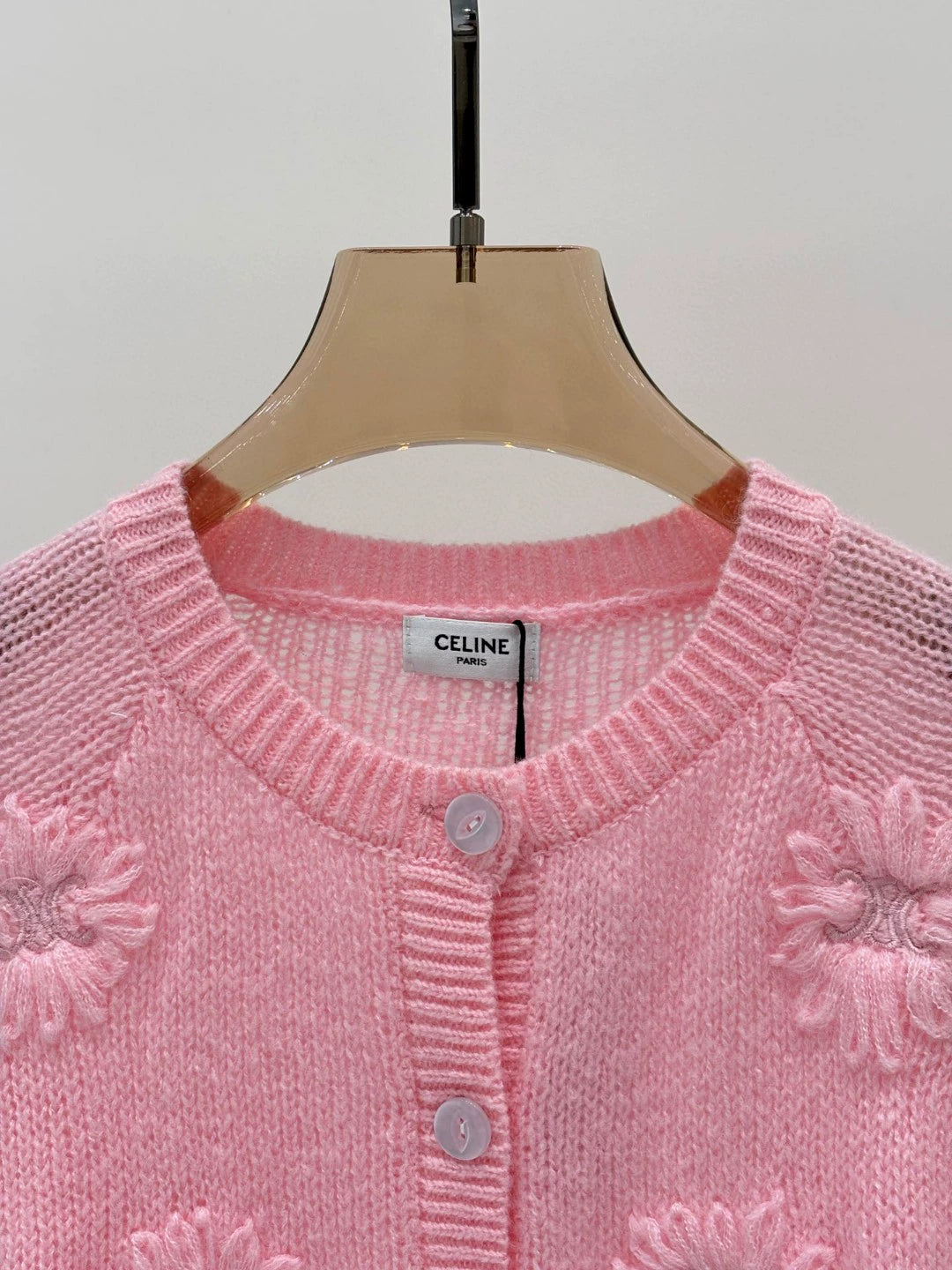 CE 25 Early Autumn New Round Neck Logo Embroidery Flower Three-Dimensional Jacquard Knitted Cardigan