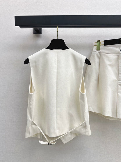C 25 Spring/Summer Latest Sleeveless Vest + Shorts(white black)