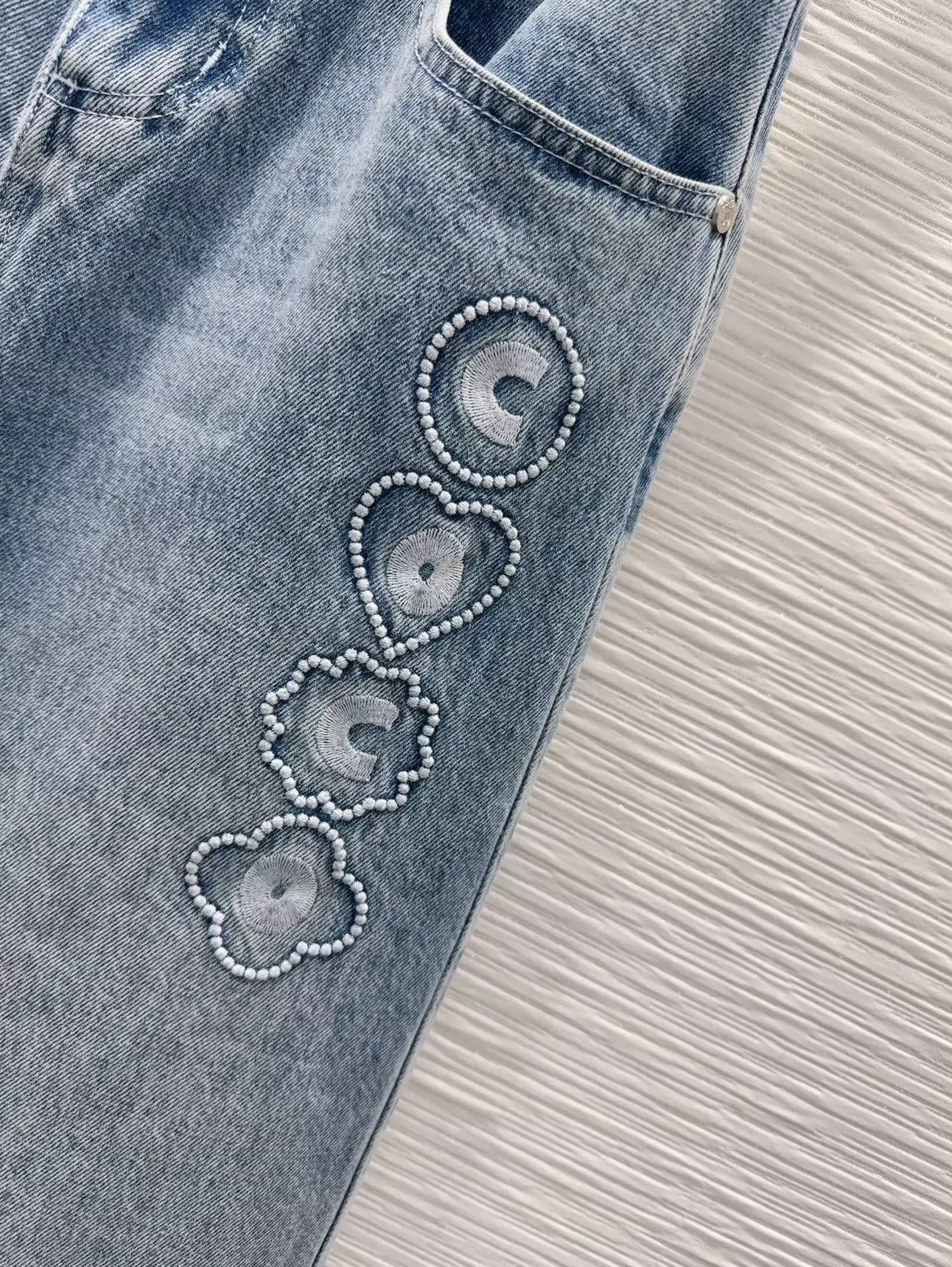 C 25 New Embroidered Mid-Length Denim Half Skirt