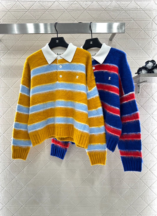 Ce 25 New Striped Polo Sweater