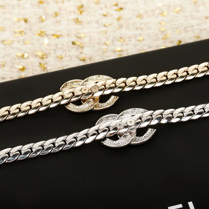 25 Summer new snake bone choker double C necklace