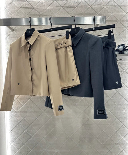 Di 25 Lapel suit belt shorts suit