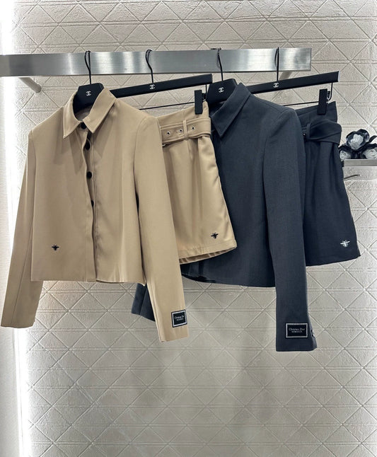 Di 25 Lapel suit belt shorts suit