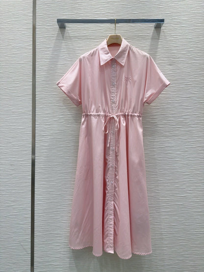 M 25 new embroidered letters tied short-sleeved shirt dresses