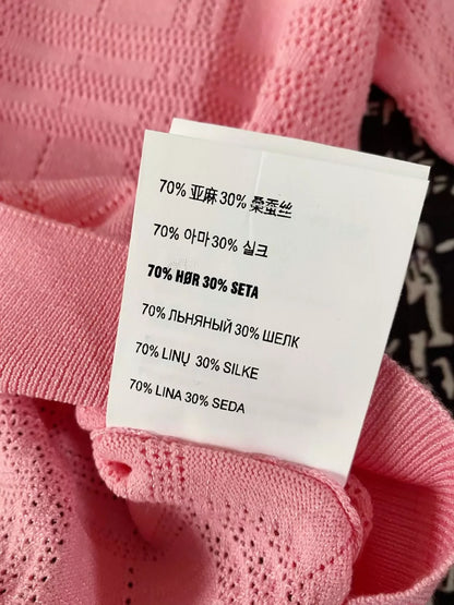 M 25 New Clashing Buttons Lapel Short Sleeve Knit (White Pink Yellow)