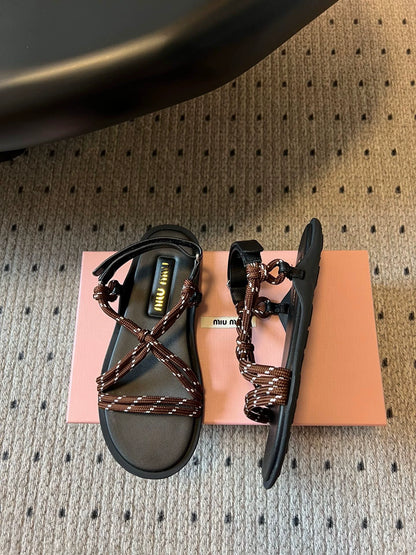 M 25 new summer simple and versatile knotted sandals and flat slippers