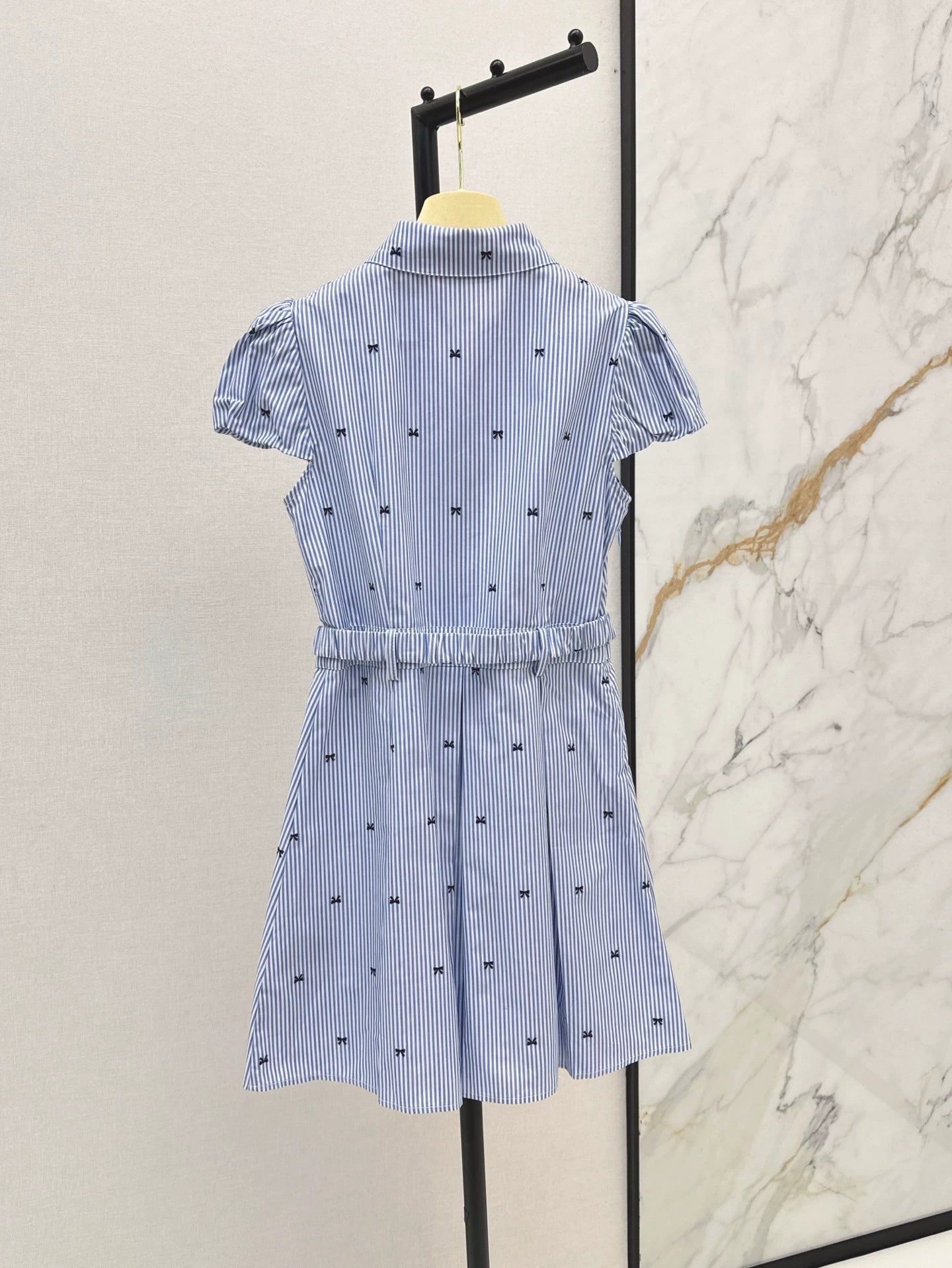 M 25 Spring/Summer Latest Bow Tic Tac Toe Patterned Shirt Dresses