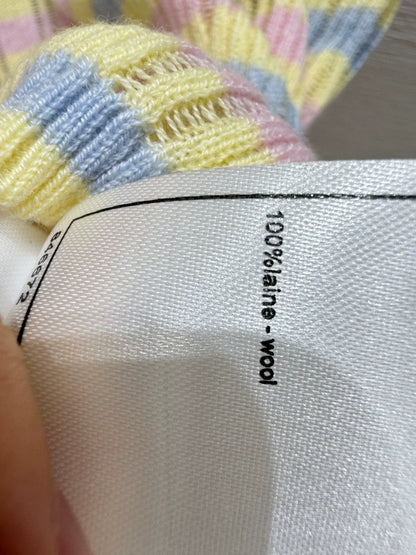 C 25 new color clashing striped round neck short sleeve knitting