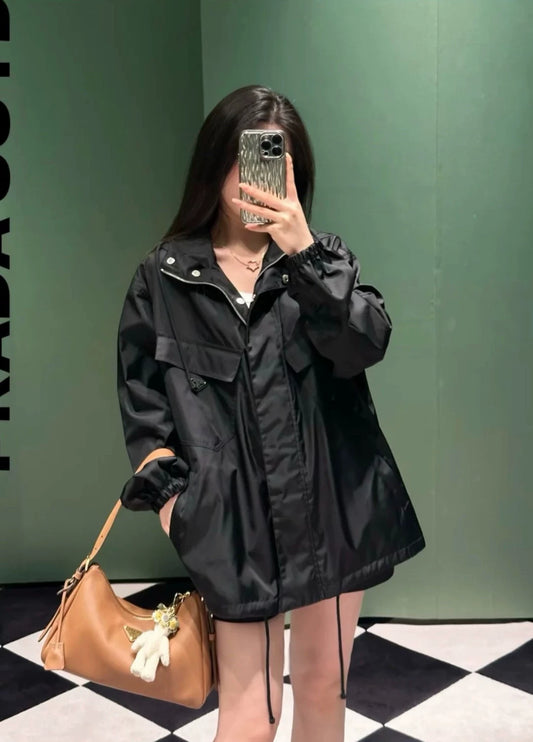 P 25 Spring/Summer New Trench Coat Hooded Belt Trench Coat + Half Skirt Set