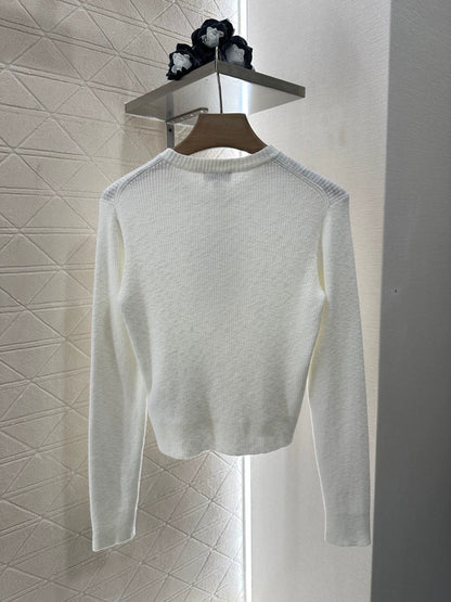 c 25 New Half Placket Knit Long Sleeve Cardigan(WHITE BLACK)