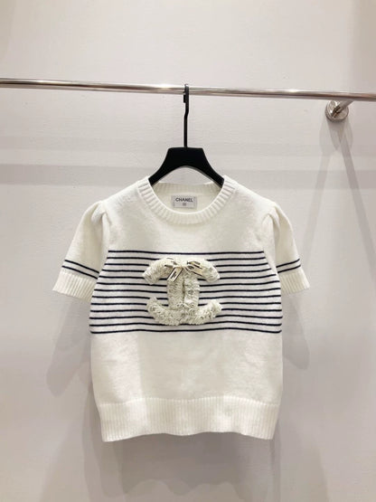 C 25 new style chest lace beading logo round neck short sleeves