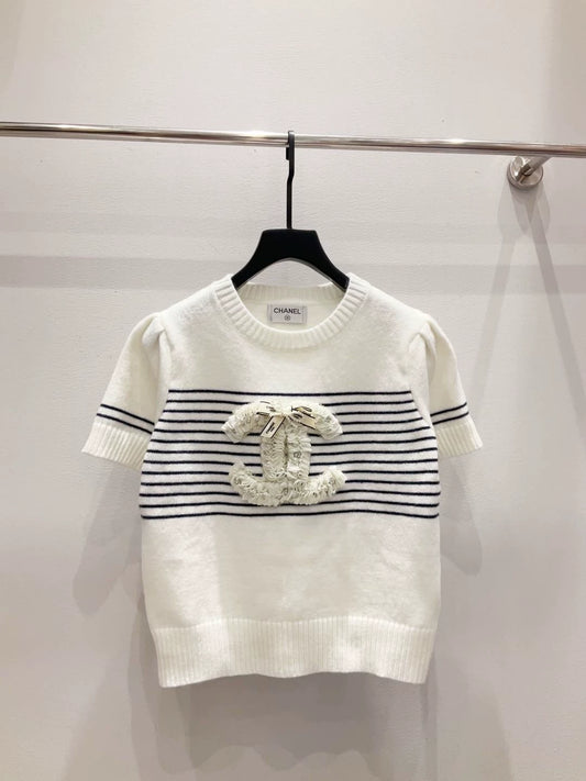 C 25 new style chest lace beading logo round neck short sleeves