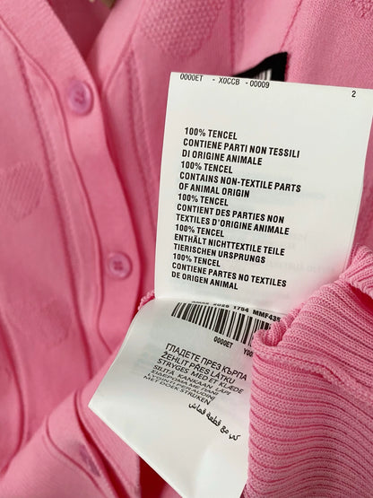 M 25 White, Pink Short Sleeve Cardigan