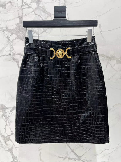 Ve 25 new crocodile pattern leather skirt