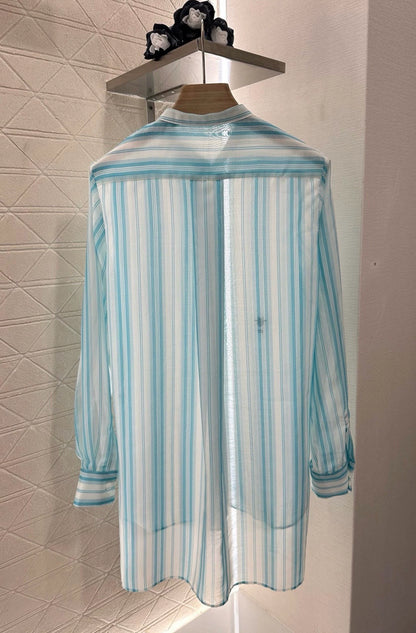 D 25 New Products Striped Embroidered Shirt with Collar