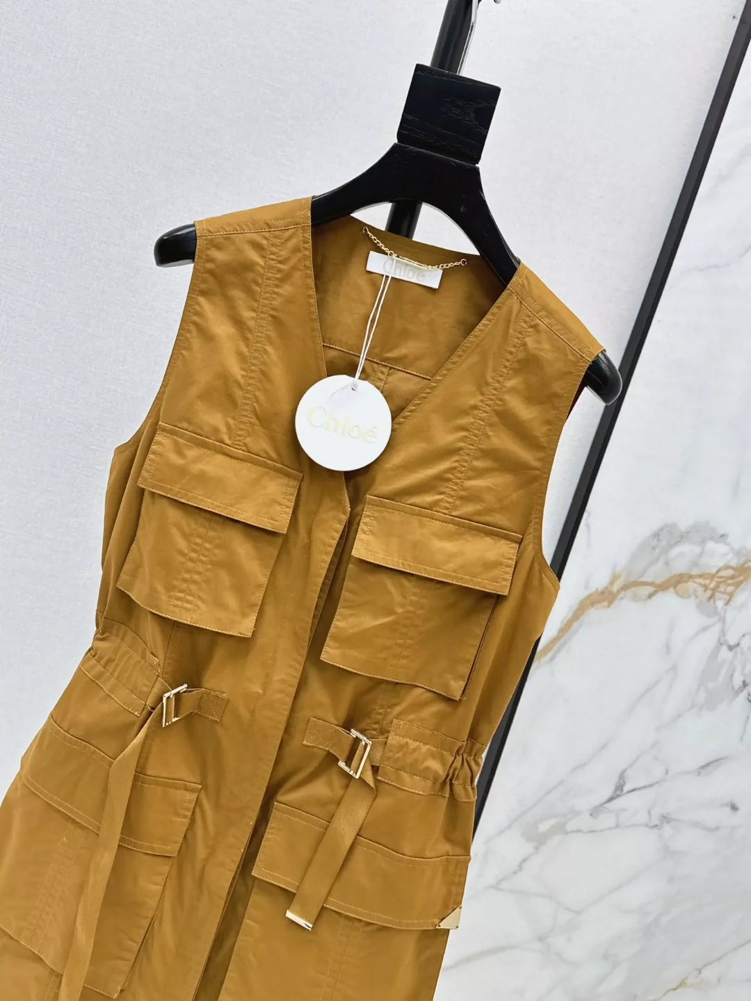 CHL 25 Spring and Summer New Temperament Workwear Pocket Vest Dresses