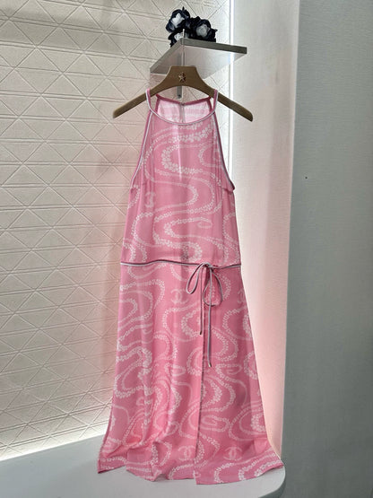 C 25 Spring/Summer New Printed Neck Dresses(black orange pink)
