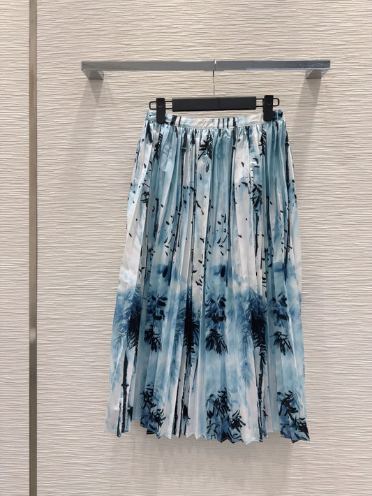 D 25 New Ink Painting Print Skirt