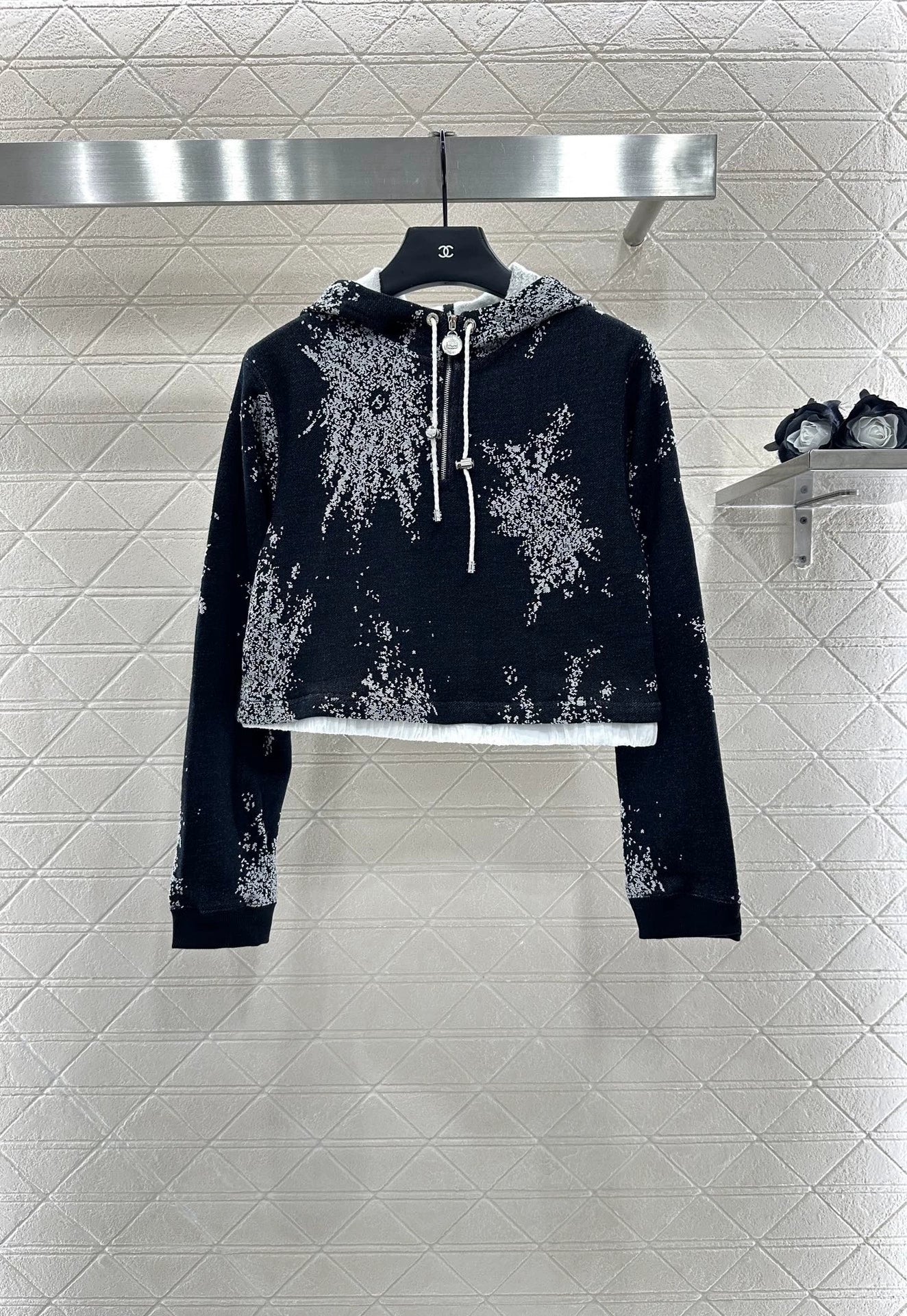 C 25 Hooded Printed Sweatshirt and Skirt Set