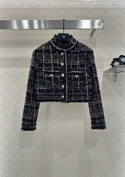 C 25 Plaid woven tweed jacket and skirt set