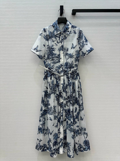 D 25 Spring/Summer New Printed Petticoat Neck Short Sleeve Dresses