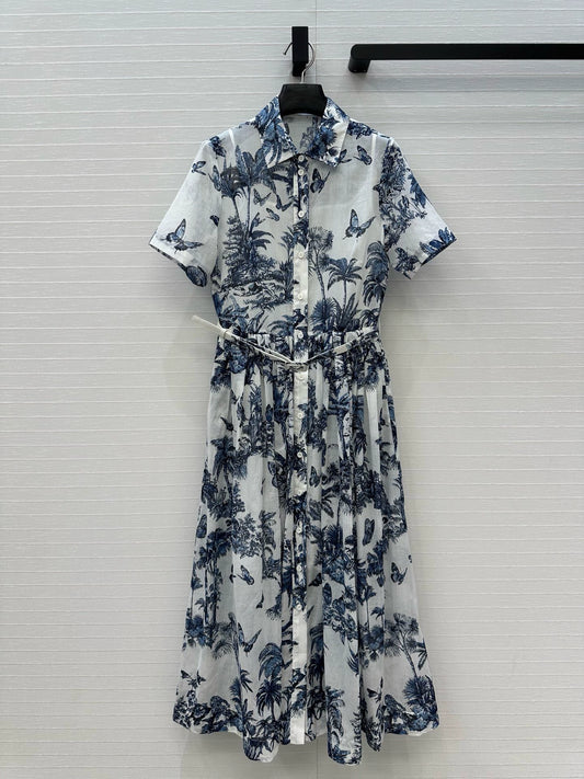 D 25 Spring/Summer New Printed Petticoat Neck Short Sleeve Dresses