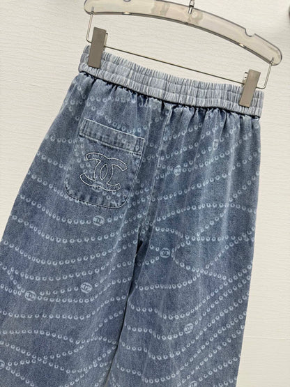 C 25 New Laser Printed Tencel Wide-Leg Jeans