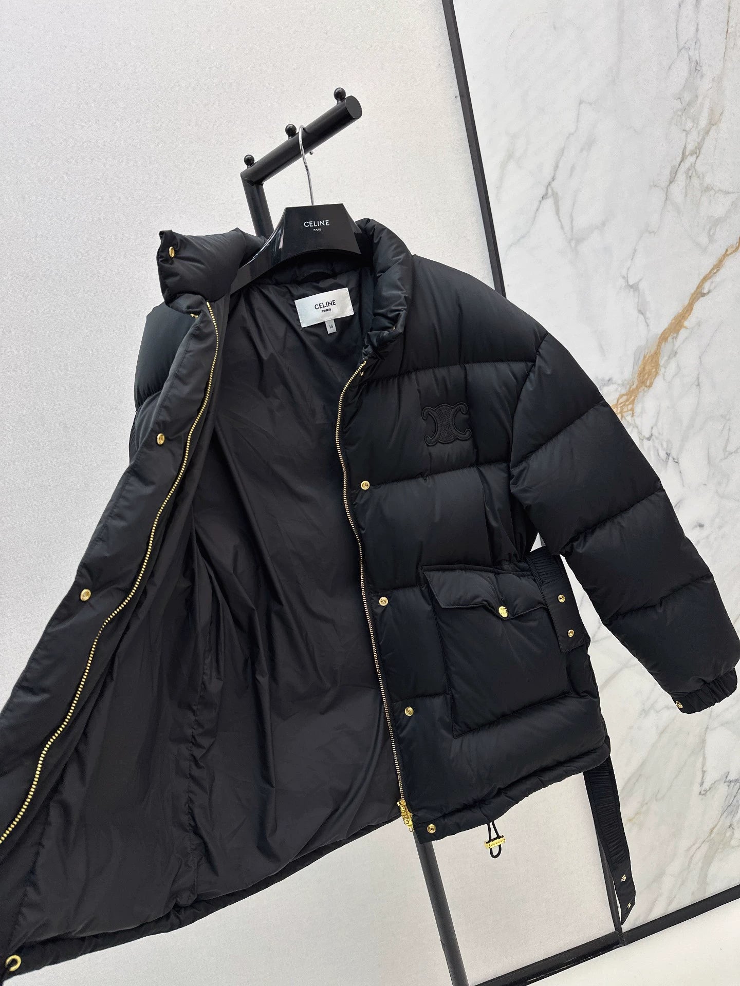 Ce 25 Stand collar waisted down jacket