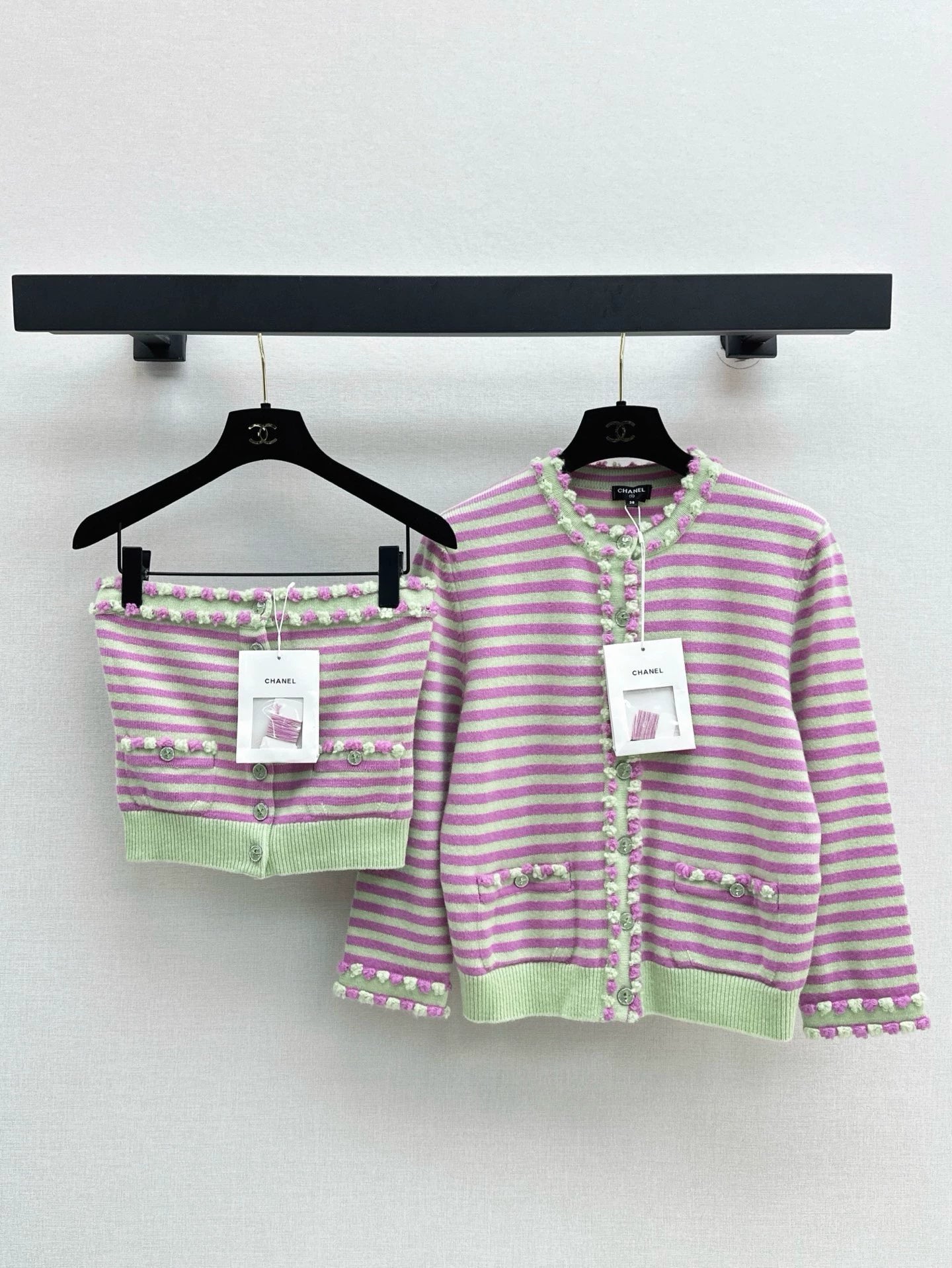 C 25 Spring/Summer New Summer Limited Stripe Set Sheath + Cardigan