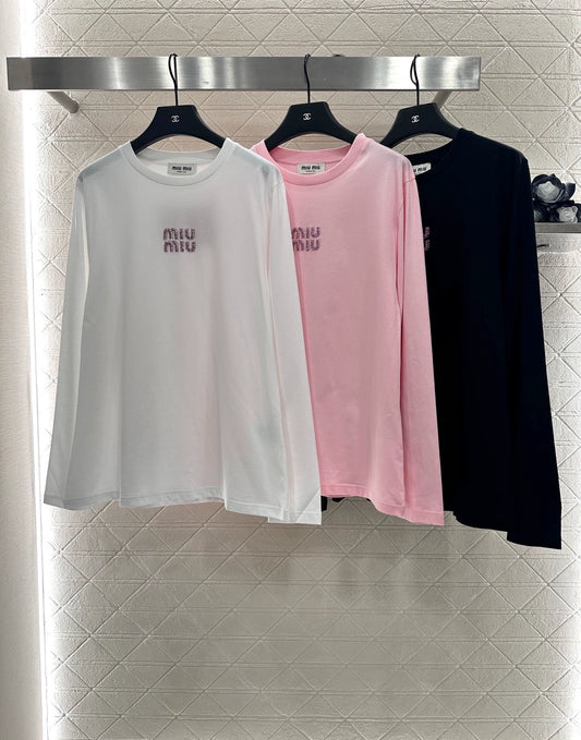 M 25 Crew-neck, rhinestone-embellished long-sleeved top