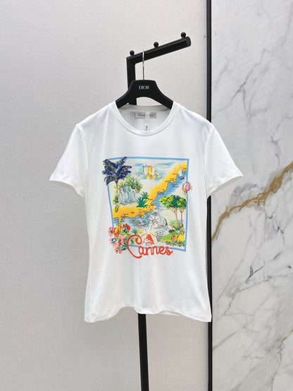 D 25 New Loose Cannes City Painting Short Sleeve