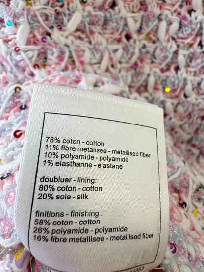 C 25 Macaron color matching woven three-dimensional cardigan